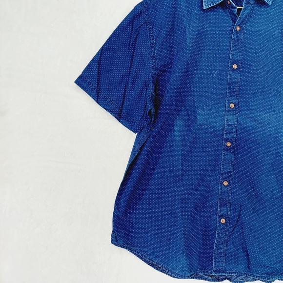 NEW Old Navy Men's Slim Short Sleeve Blue 100% Cotton Button Down Shirt P2396 - Picture 3 of 9